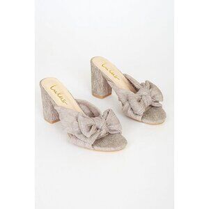 Lulus Dorothea Taro Shimmer Knotted High Heel Sandals Brown